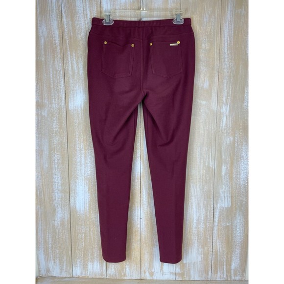 Michael Kors Burgundy Pull On Pants Women's Size M Jegging Stretch Knit Jean - Picture 3 of 12
